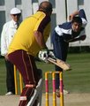 Kamran Anwar bowling to Mark Woodhead 