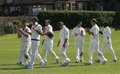 A happy set of Kendal players as they leave the field after bowling Carnforth out