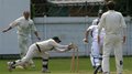 Ikram Ullah breaks the wicket to run out Richard Forsyth