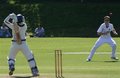 Ikram Ullah hits the ball through the off side