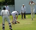 A McMillan jig as Tom Barfield loses his wicket