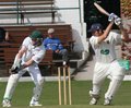Ryan Smith plays the ball behind the wicket