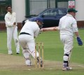 Gareth Pedder looks back anxiously from a ball by Ameer Khan