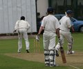 Gareth Pedder looks back after being run out by Ameer Khan