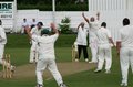 Chris Parkinson departs after being given out LBW off Bruce Martin
