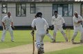 Peter Cummings pulls the ball though mid wicket