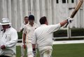 Ian Mawdesley acknowledges the crowd on reaching 50