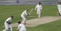 Paul Danson escapes with a missed chance in the slips